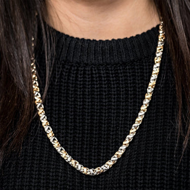 Two Tone Avianne Link Chain in 14k Yellow and White Gold 7 mm